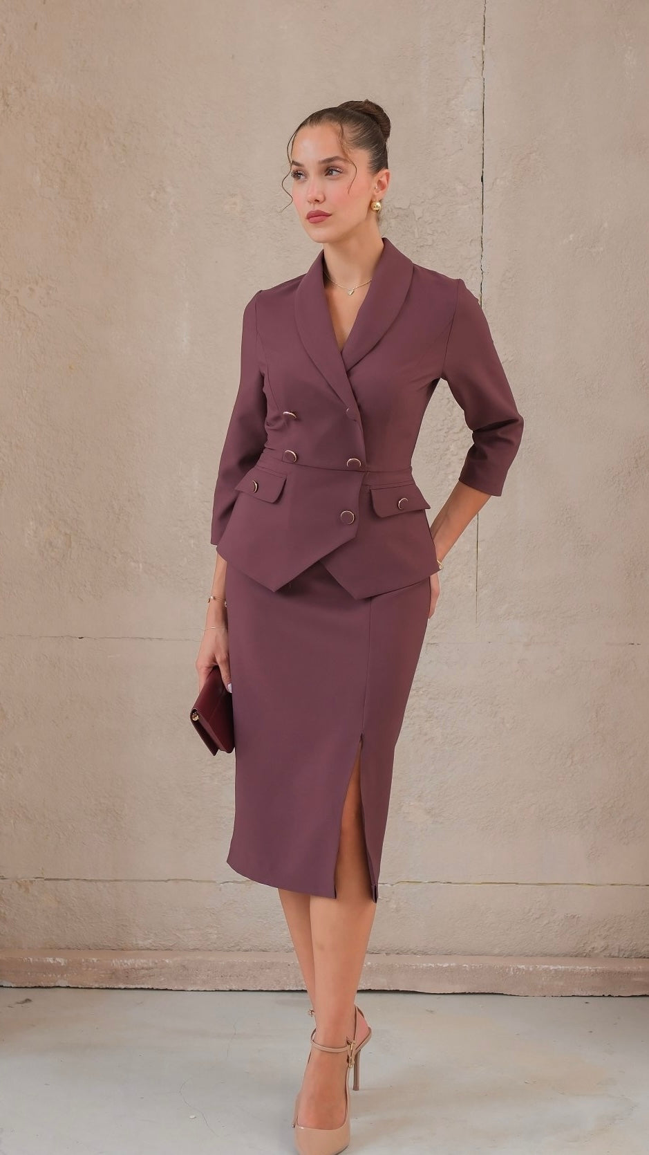 Women's Double-Breasted Midi Dress for Work — Office to Evening