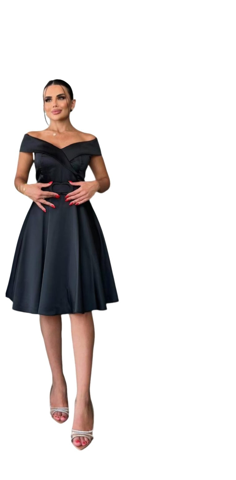 A'more Belted Silk Party Dress
