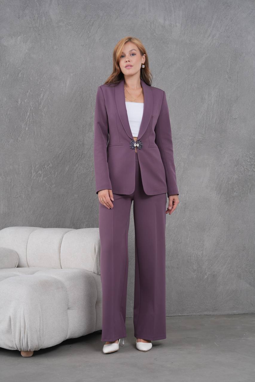 Victoria Embellished Blazer & Wide-Leg Pant Suit