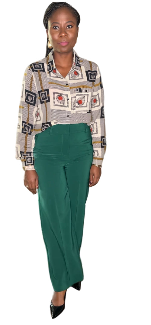 Woman wearing Astra Pant styled with an elegant top for a chic modern outfit| Astine Boutik
