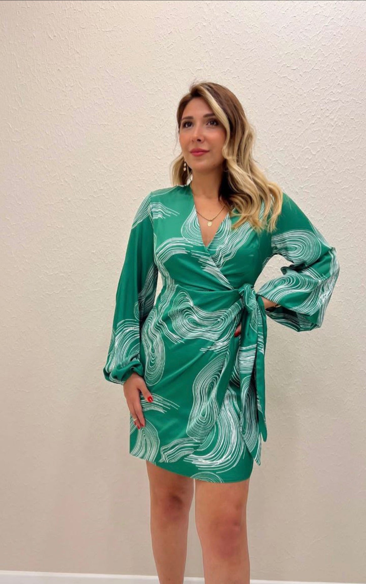 Valarie Long sleeved Satin dress