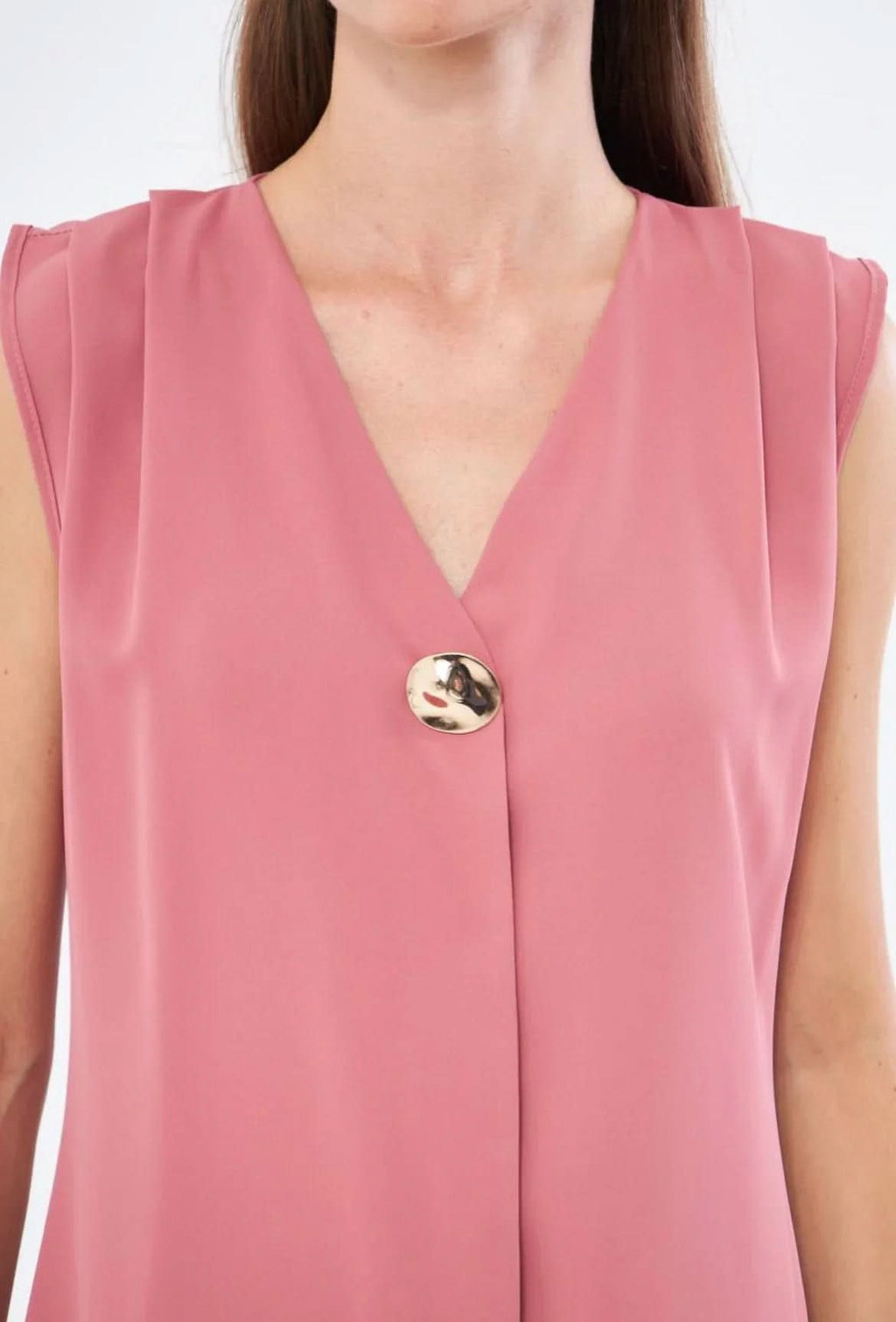Chelsea Gold Buttoned Sleeveless Top