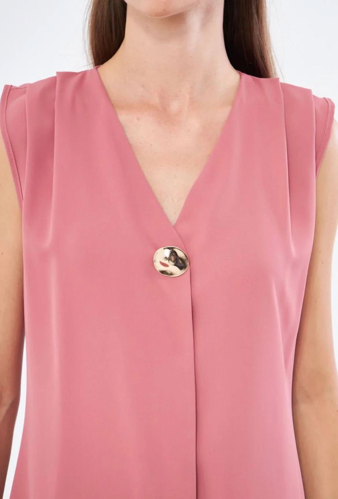 Chelsea Gold Buttoned Sleeveless Top