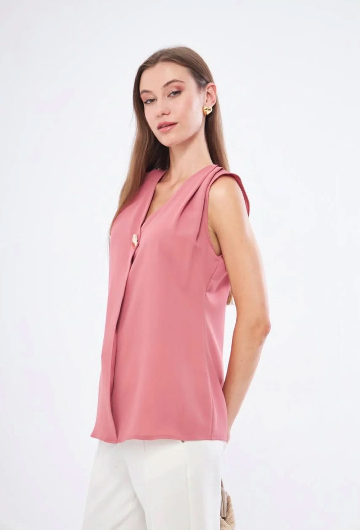 Chelsea Gold Buttoned Sleeveless Top