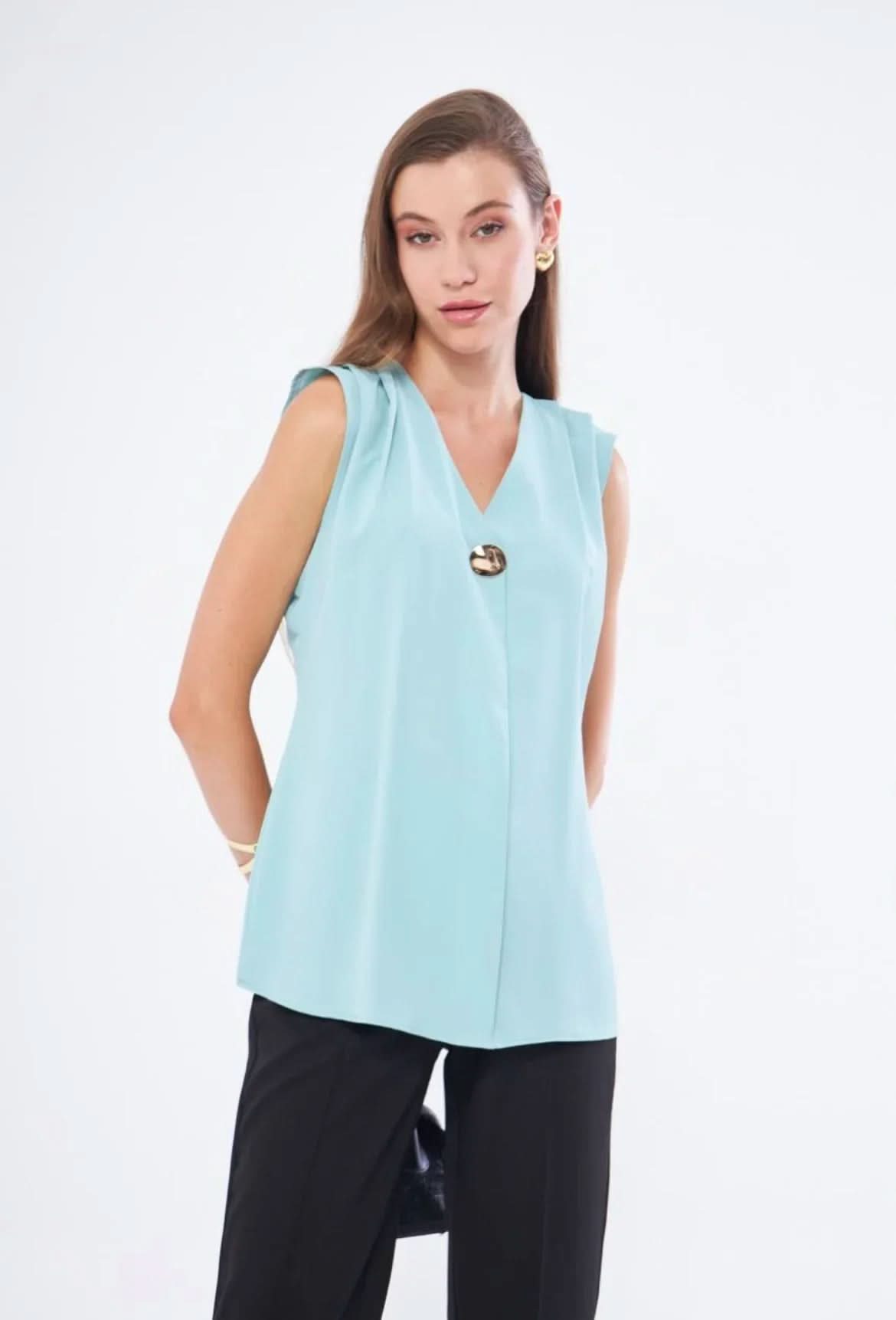 Chelsea Gold Buttoned Sleeveless Top