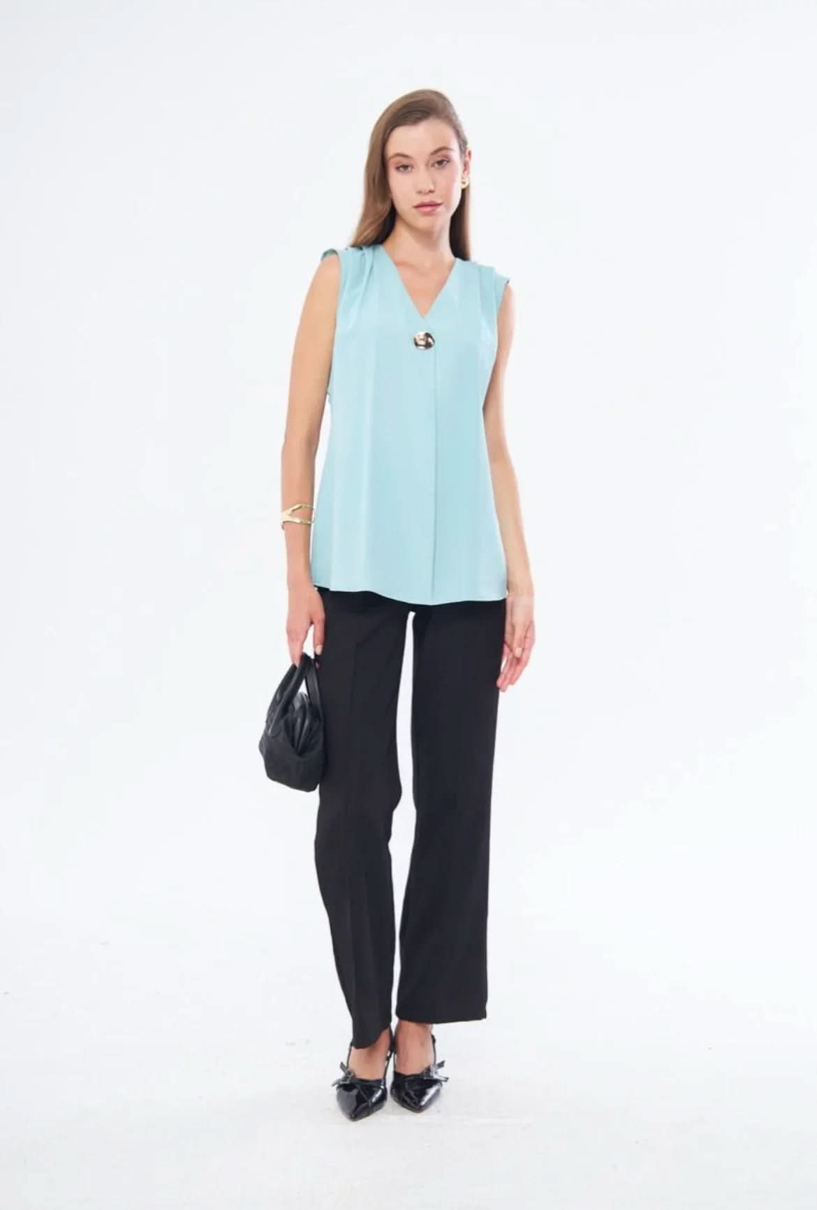Chelsea Gold Buttoned Sleeveless Top