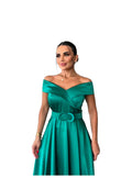 A'more Belted Satin Party Dress