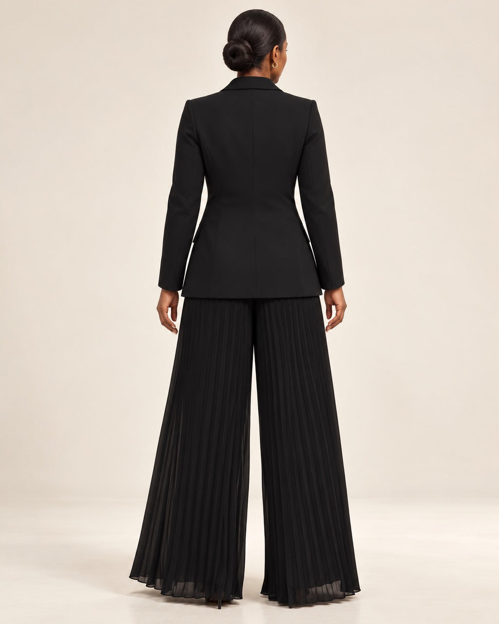 Executive Pleat Women’s Black Blazer and Pant Set