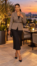 Kensington Belted Blazer – Mocha Taupe