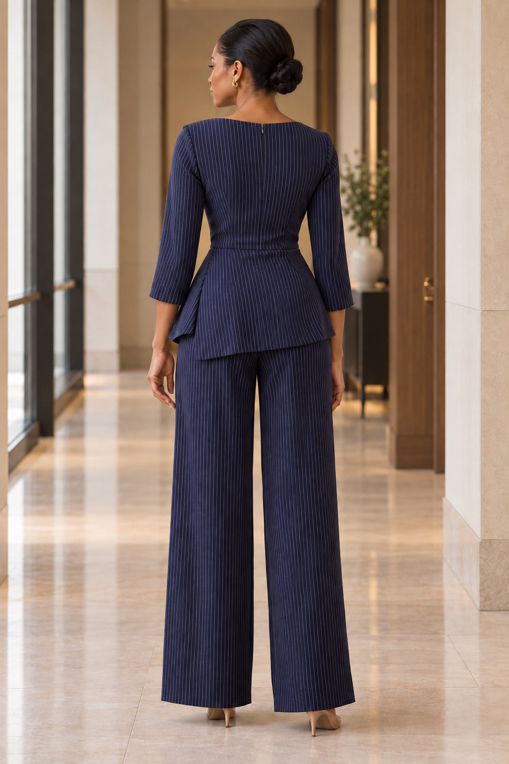 Alessia Pinstripe Wide-Leg Jumpsuit