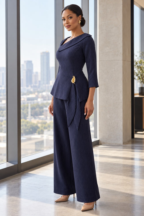 Alessia Pinstripe Wide-Leg Jumpsuit