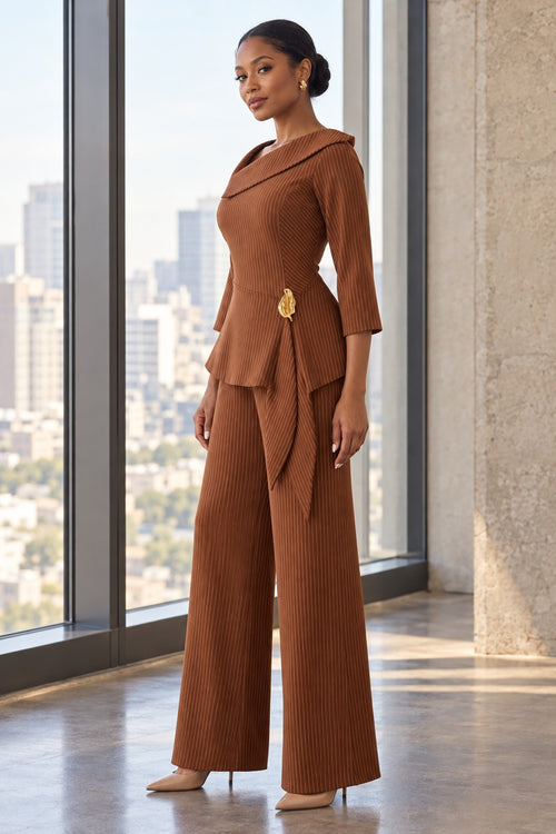 Alessia Pinstripe Peplum Pant Set