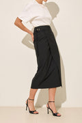 The Clarissa Buckle-Detail Midi Skirt