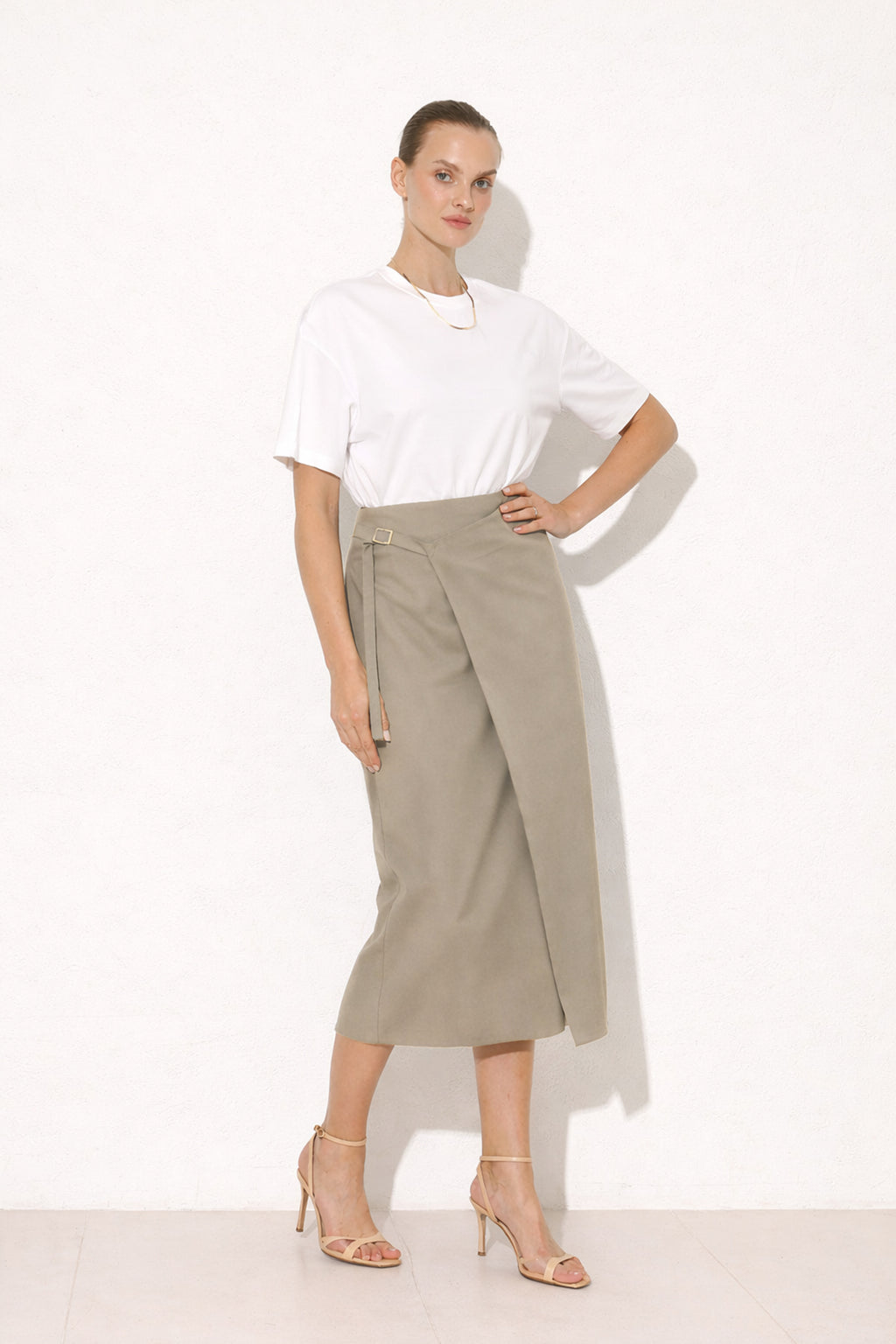 The Clarissa Buckle-Detail Midi Skirt