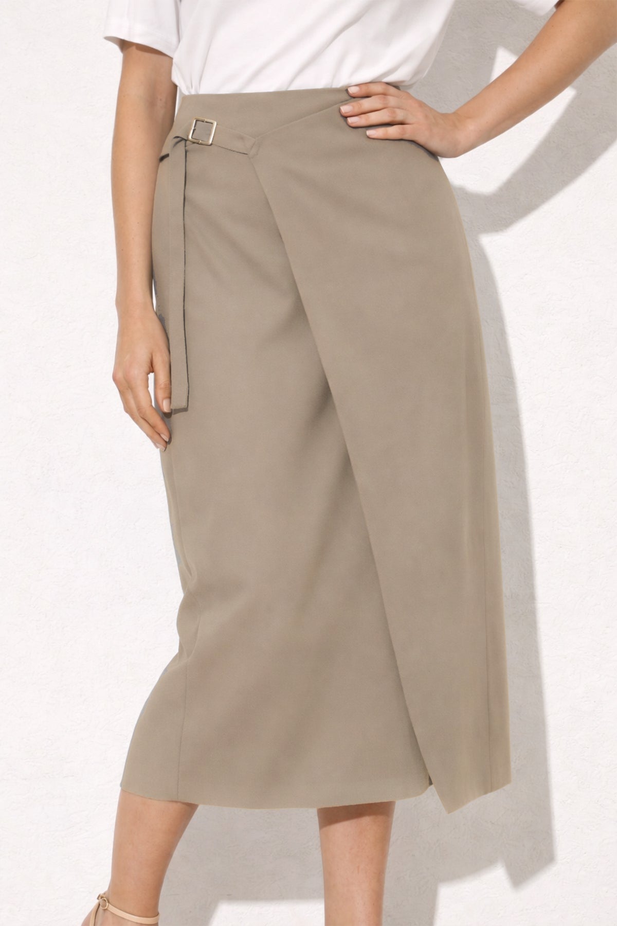 The Clarissa Buckle-Detail Midi Skirt