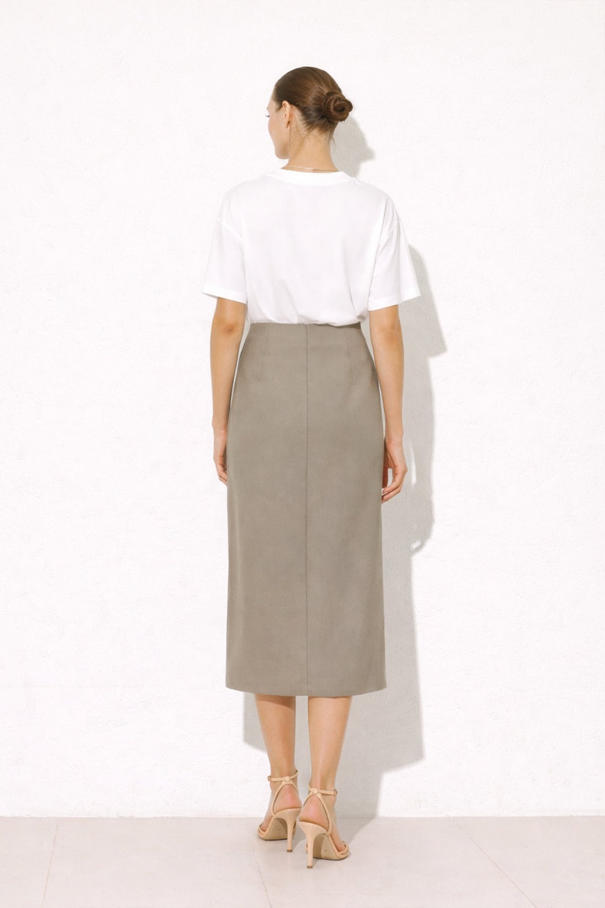 The Clarissa Buckle-Detail Midi Skirt