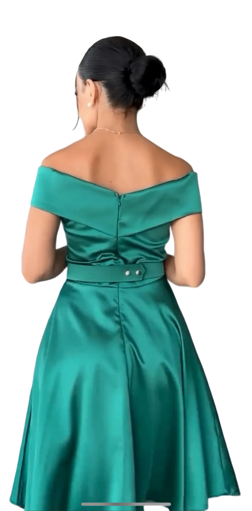 A'more Belted Satin Party Dress