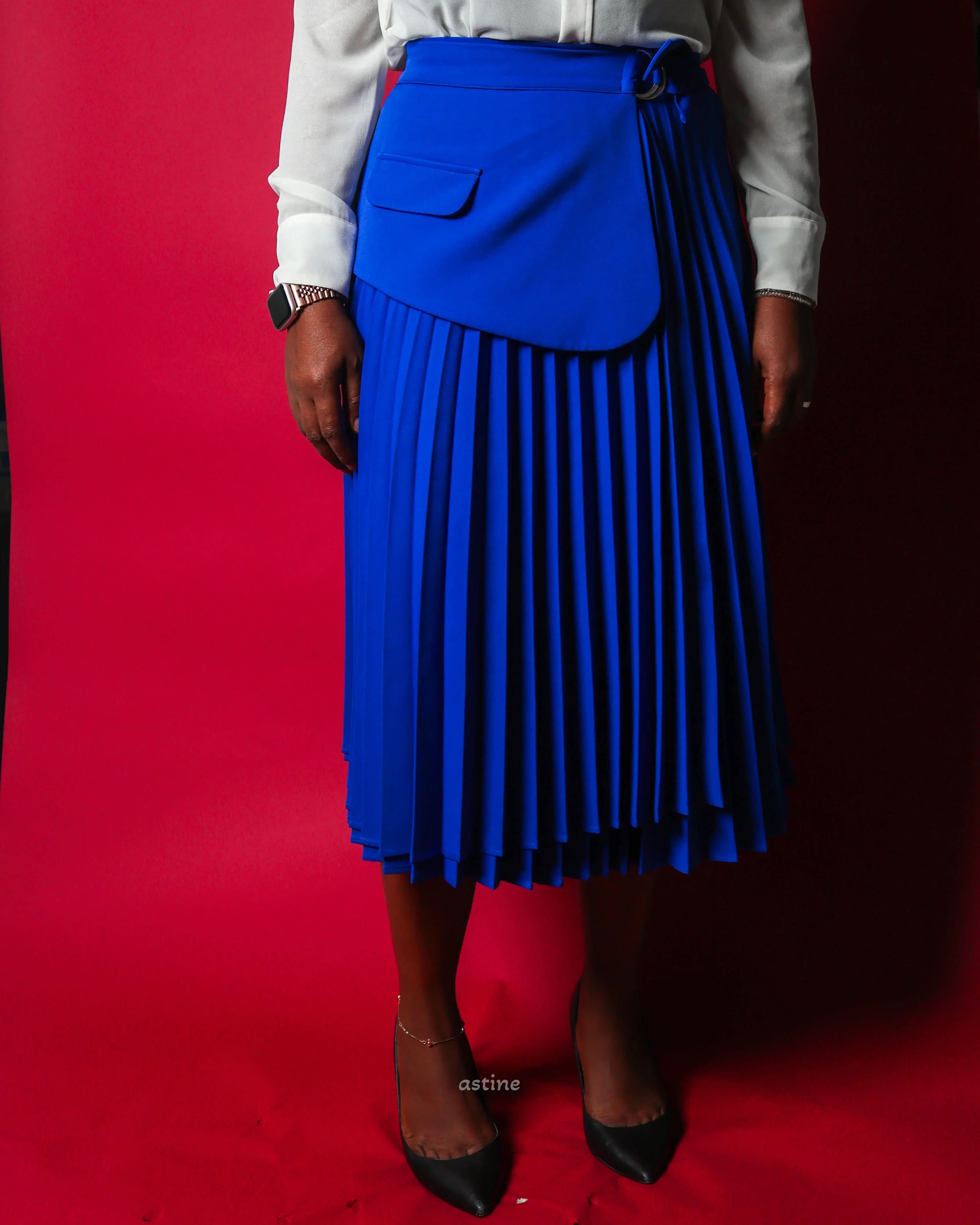 Pleated wrap skirt