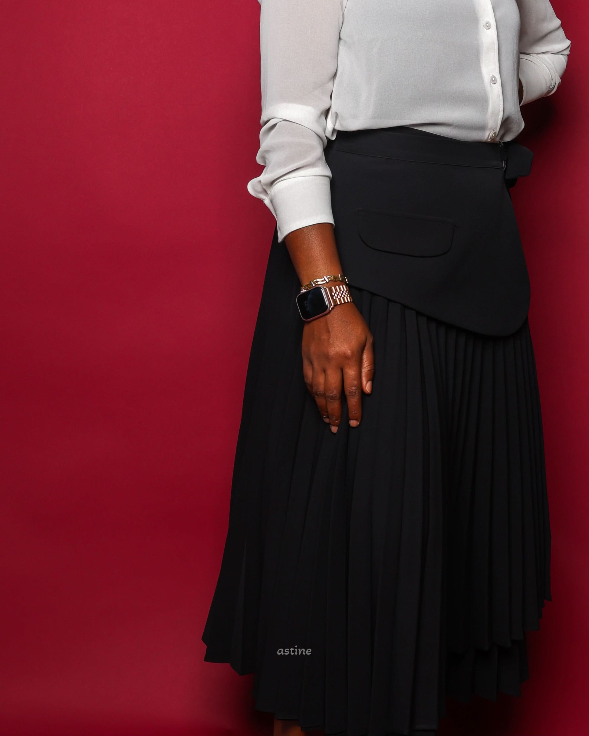 Pleated wrap skirt