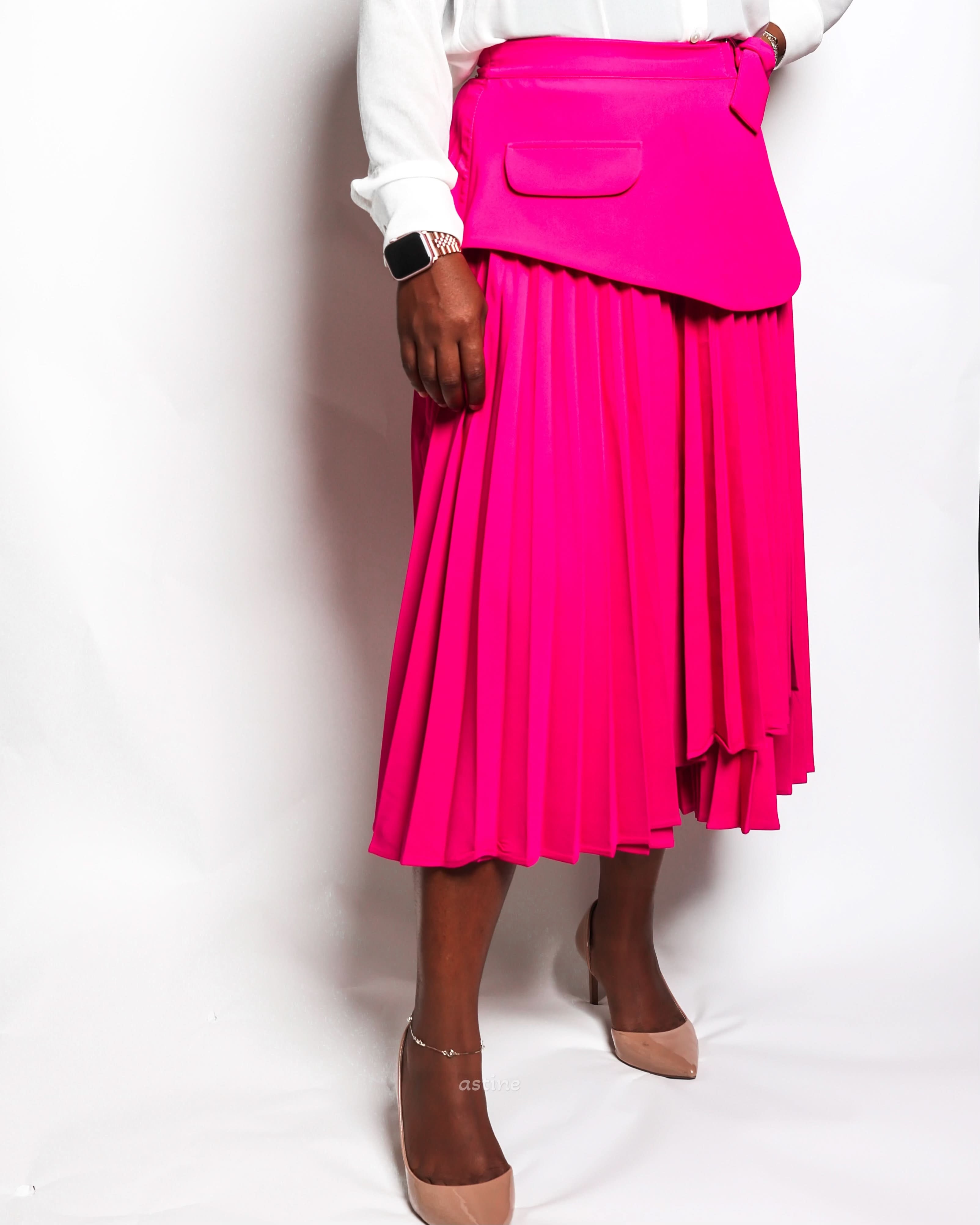Pleated wrap skirt