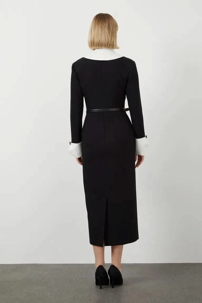Myami Black and white  Midi Dress