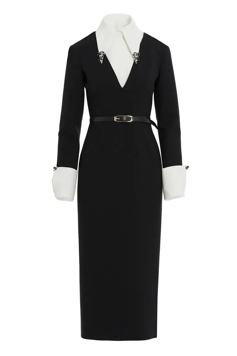 Myami Black and white  Midi Dress