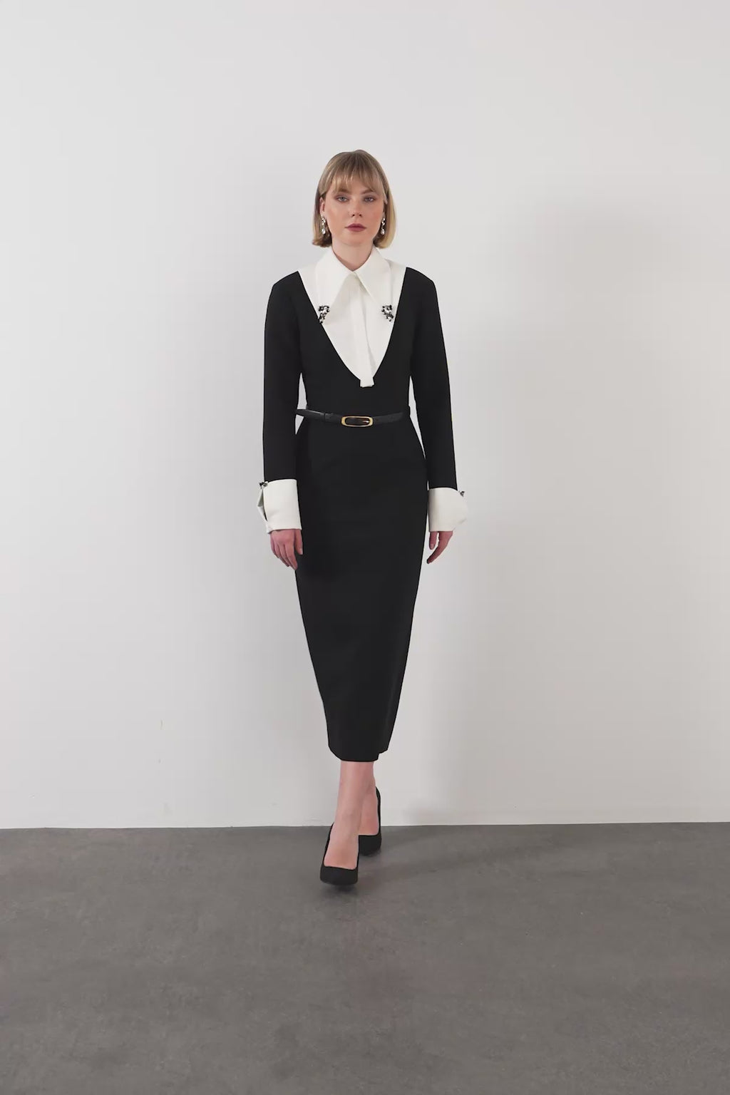 Myami Black and white  Midi Dress