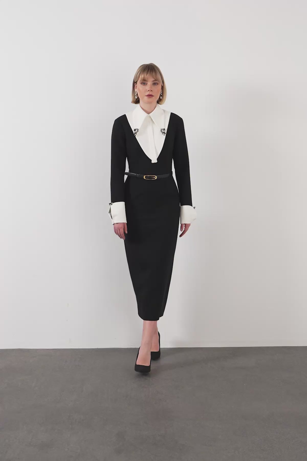 Myami Black and white  Midi Dress